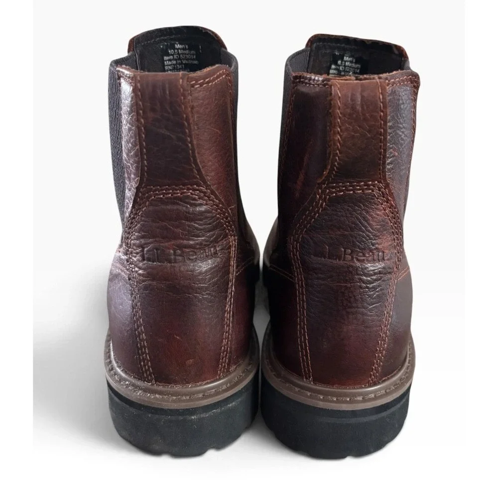 LL Bean Portland Chelsea Boots Mens 10.5 Dark Brown Leather Vibram Sole 523014
